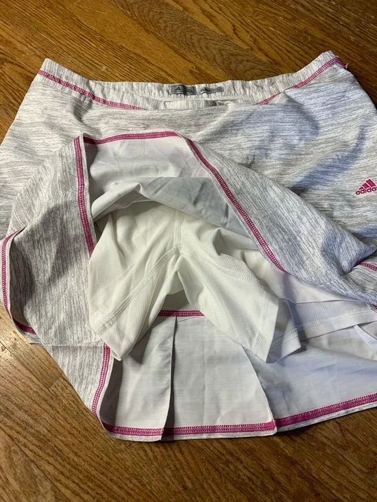 Adidas ClimaCool Heathered Grey & Pink Tennis Golf Skort - Size 12 - Picture 3 of 9